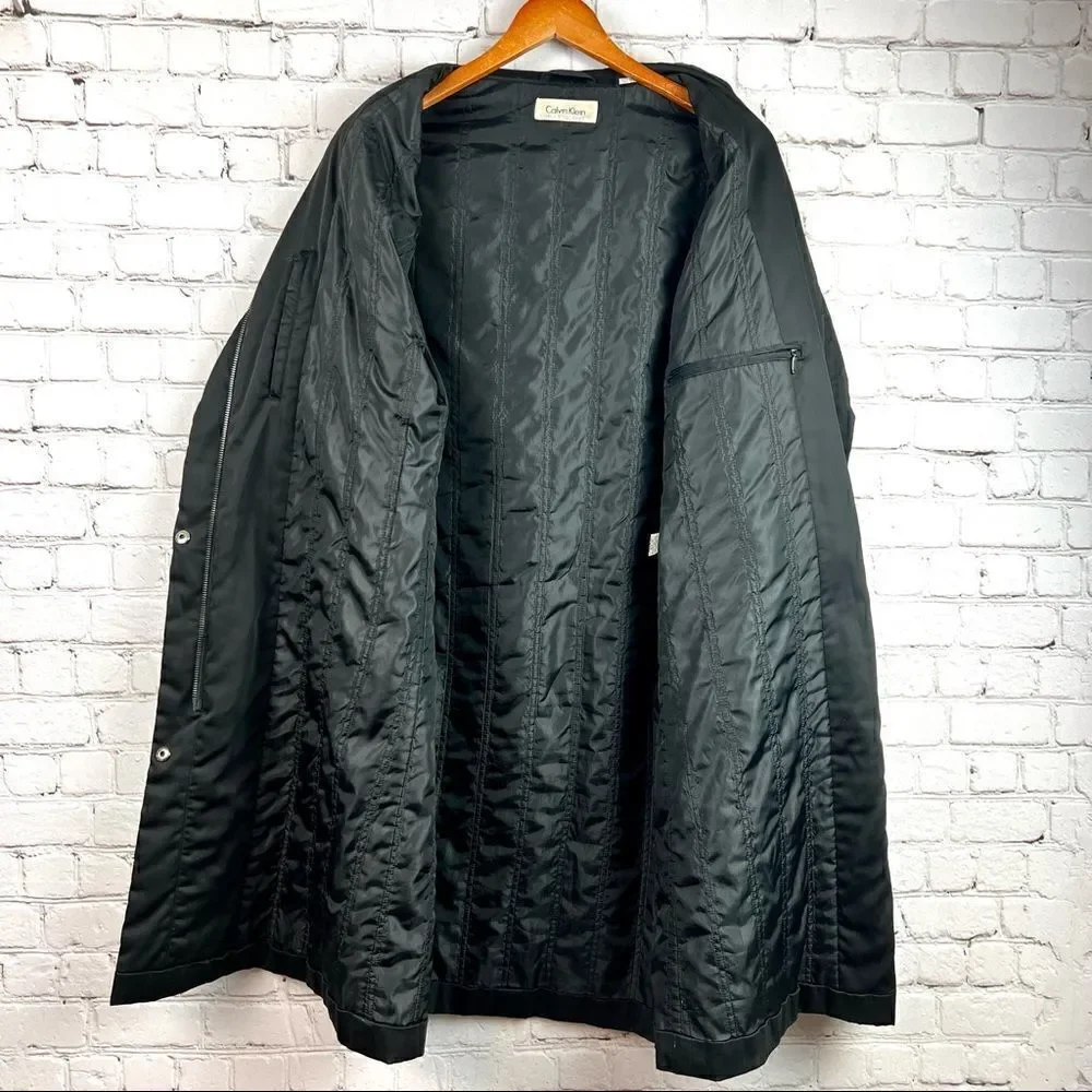 Vintage 90s Calvin Klein Quilted Rain Slicker Jacket Insulated Small